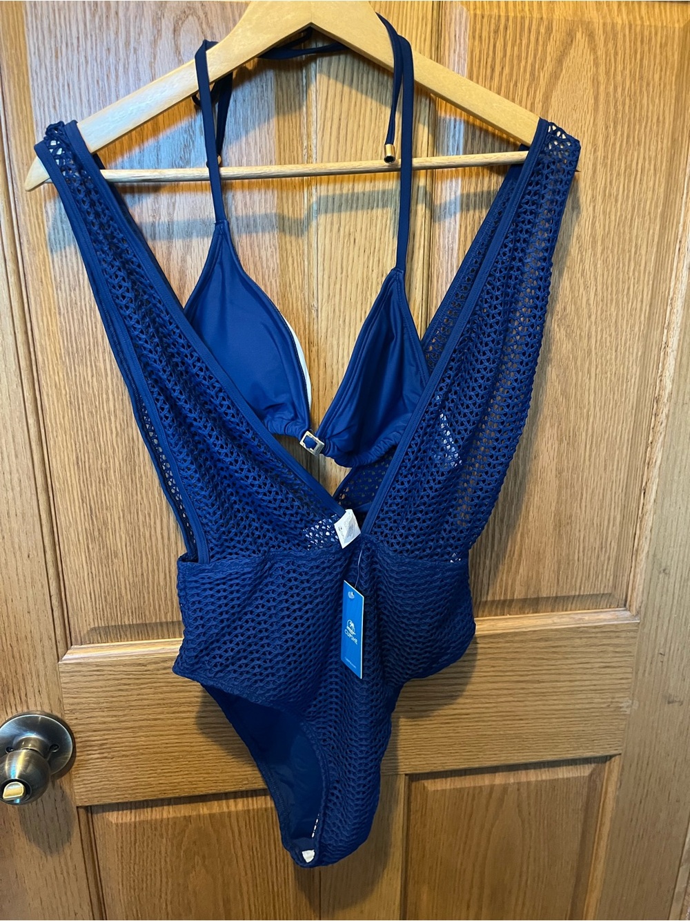 Cupshe Navy Blue Crochet One-Piece Bikini Set